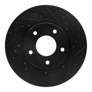 Jaguar Vanden Plas Brake Rotor (1) - Front Right - R1 Concepts - Drilled & Slotted - Black - `97-`03